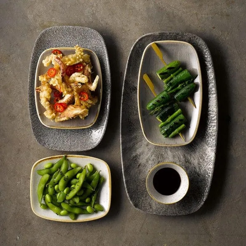 Vassoietto porcellana raku quartz nero Churchill Porcellana  in Linee