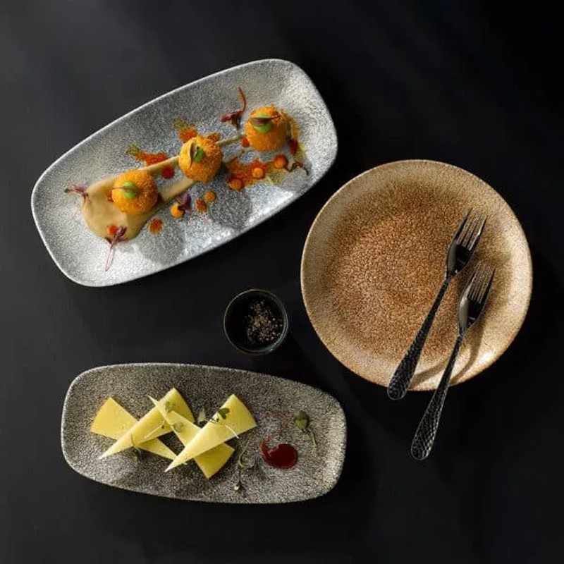 Vassoietto porcellana raku quartz nero Churchill Porcellana  in Linee