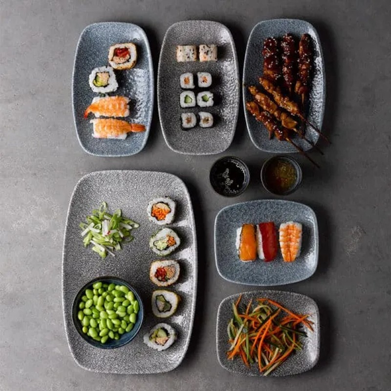 Vassoietto porcellana raku quartz nero Churchill Porcellana  in Linee