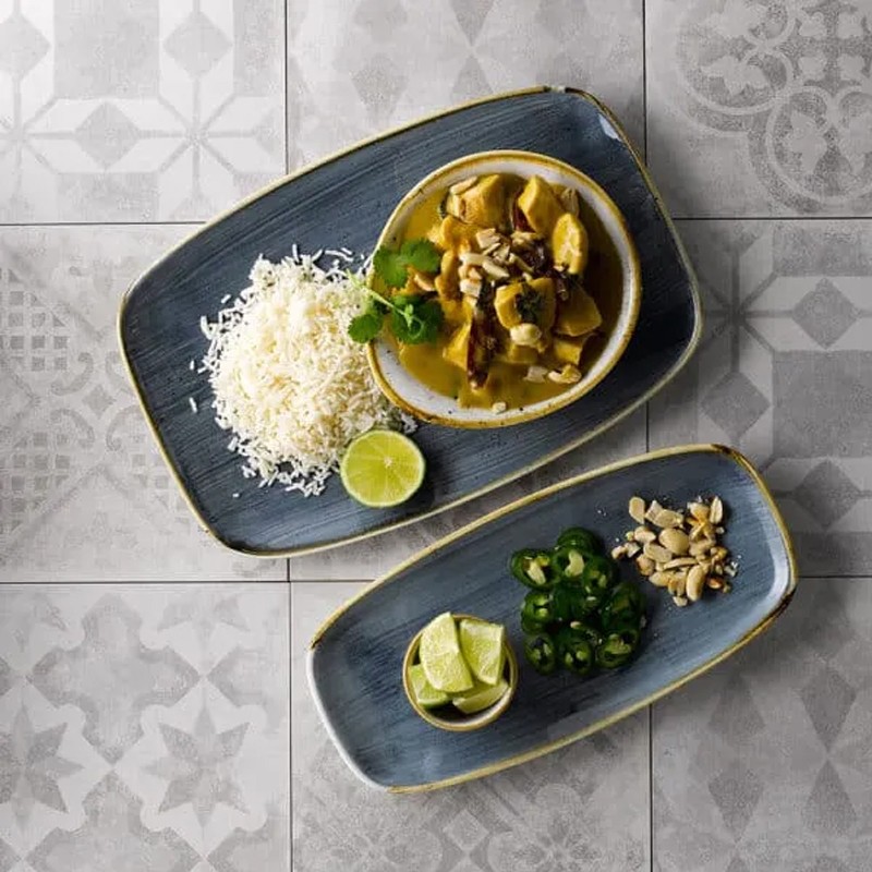 Vassoietto porcellana stonecast blu notte Churchill Porcellana  in Linee