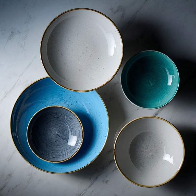 Piatto fondo churchill stonecast cornflower blue Churchill Porcellana  in Linee