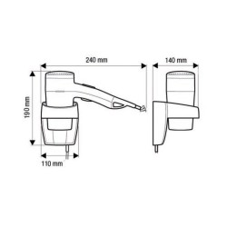 Asciugacapelli hotel a parete 1600w   in Dispenser bagno