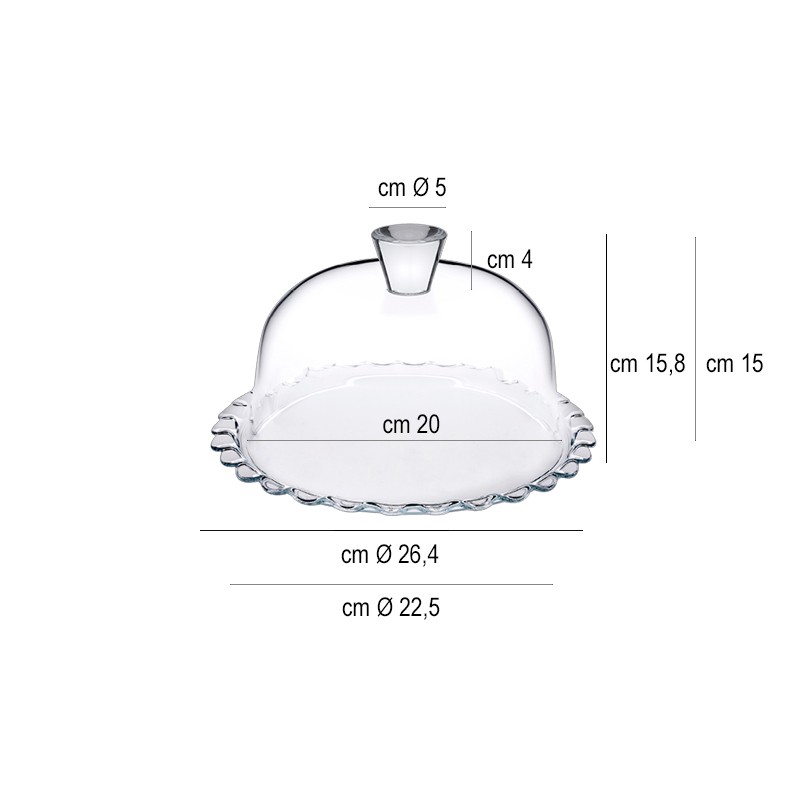 Piatto in vetro con cupola   in Porcellane