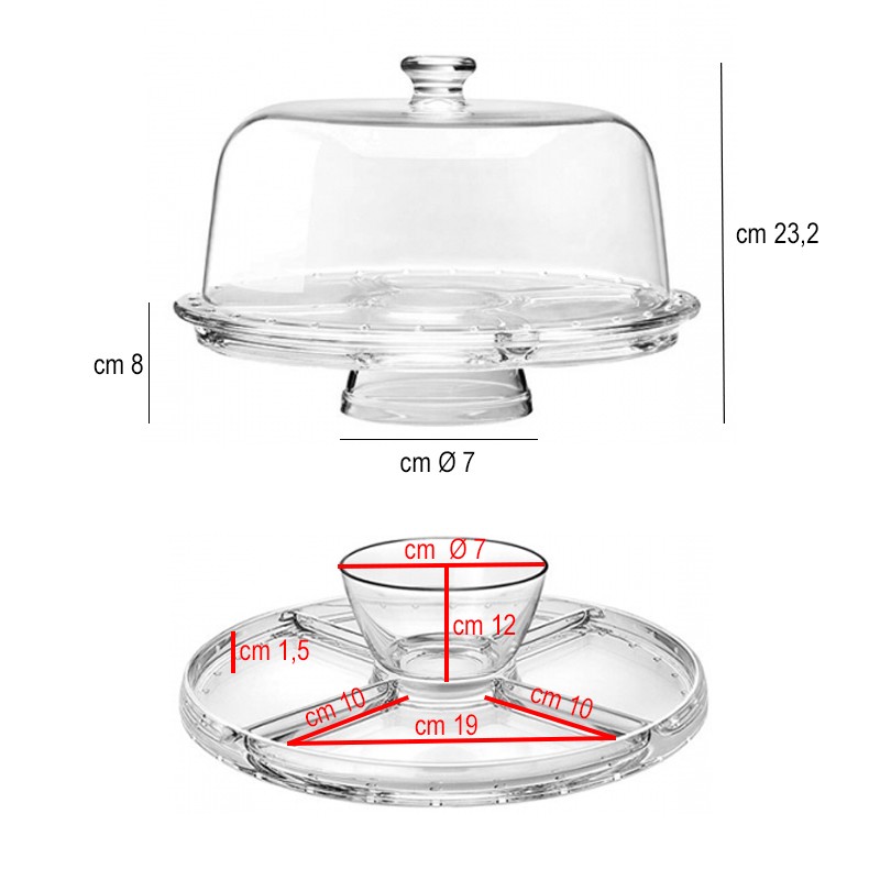 Alzatina in vetro multiuso con coperchio Vetreria di Borgonovo  in Buffet