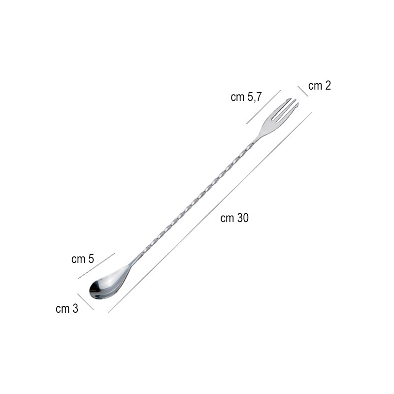 Bar spoon acciaio con forchetta Piazza Effepi  in Bar spoon