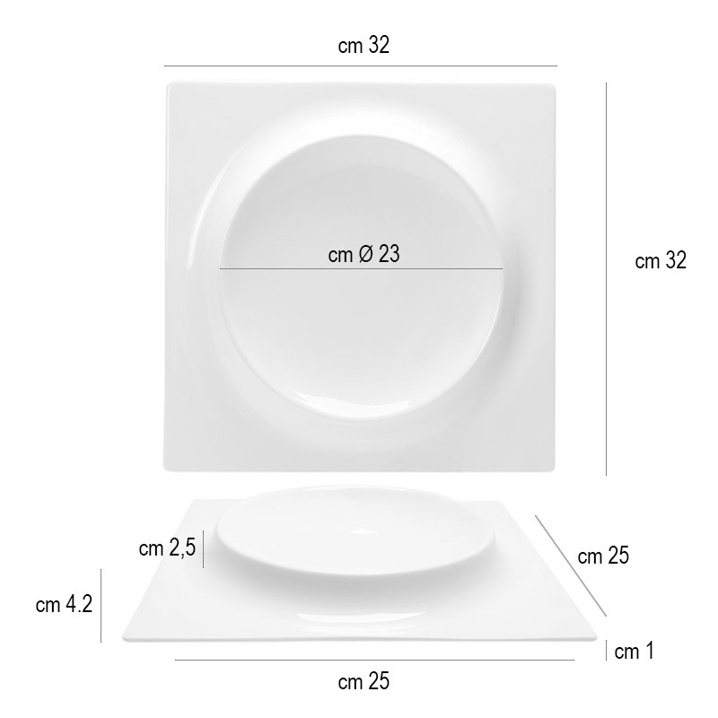 Piatto gourmet quadrato   in Porcellane